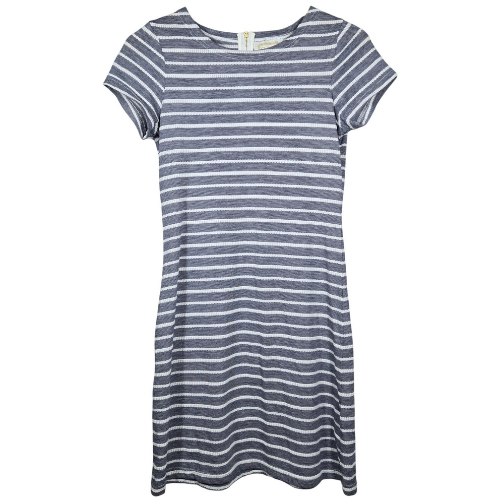 Sail‎ to Sable Striped Knit T-Shirt Dress Blue White XS Short Sleeve Zip Back